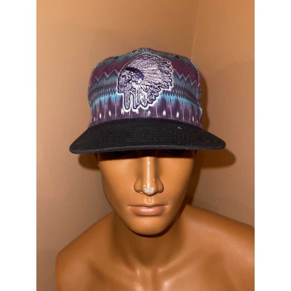 Carbon Elements Skull Indian Flat Brim Snapback Southwest Aztec Style Cap Hat